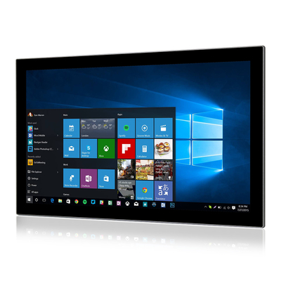 الكمبيوتر الأمامي IP67 الصناعي الذي يعمل باللمس I3 I5 I7 CPU 24 بوصة لوحة PC DC IN 9V - 36V