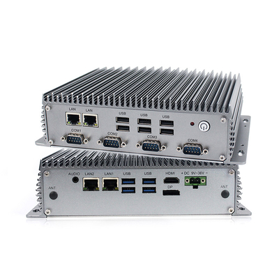 تيار مستمر 9 فولت - 36 فولت كمبيوتر صناعي صغير بدون مروحة يعمل بنظام Windows 10 / Linux TPM 2.0 Intel 8th Skylake-U SOC