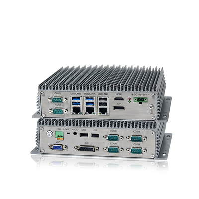 كمبيوتر صناعي صغير بدون مروحة مدمج J6412 J1900 I3 I5 مع 3 * LAN 8 * USB 6 * COM