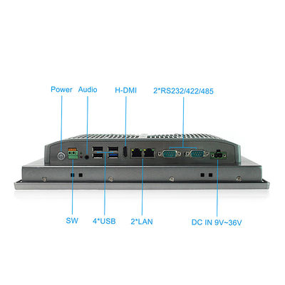 TPM2.0 12 بوصة لوحة تثبيت صناعية للكمبيوتر ، 9V-36V DC 1280 X 800 كمبيوتر صناعي بدون مروحة