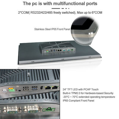 250cd / m2 SUS304 لوحة PCAP بدون ضوضاء HMI مع Dual RJ45 24in
