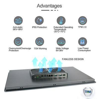 1000nits I7 HMI Panel PC 8th Generation Ip66 Front Waterproof