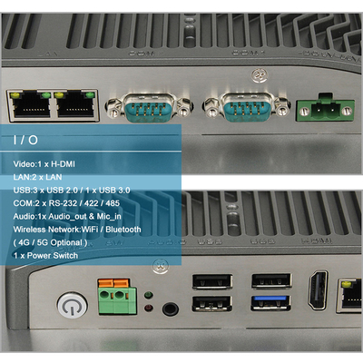 متين بدون مروحة 16/9 FHD HMI Touch Panel PC Core I3 Industrial Computer مع 2COM